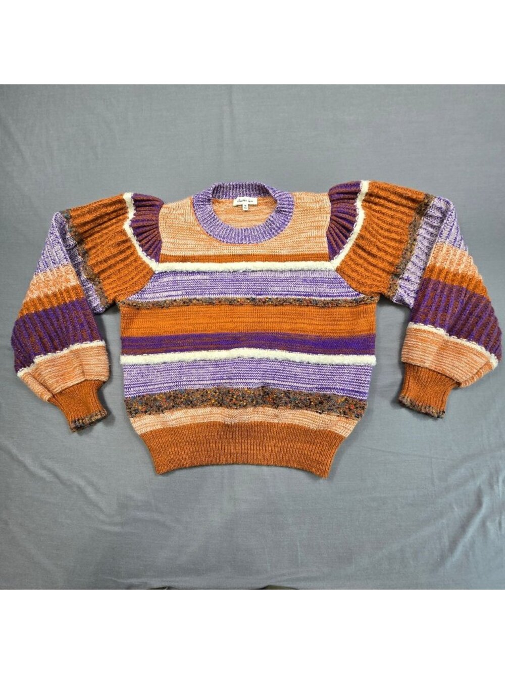 Another Love M Womens Sweater Multicolor Stripe Knit Boho Ribbed Pullover